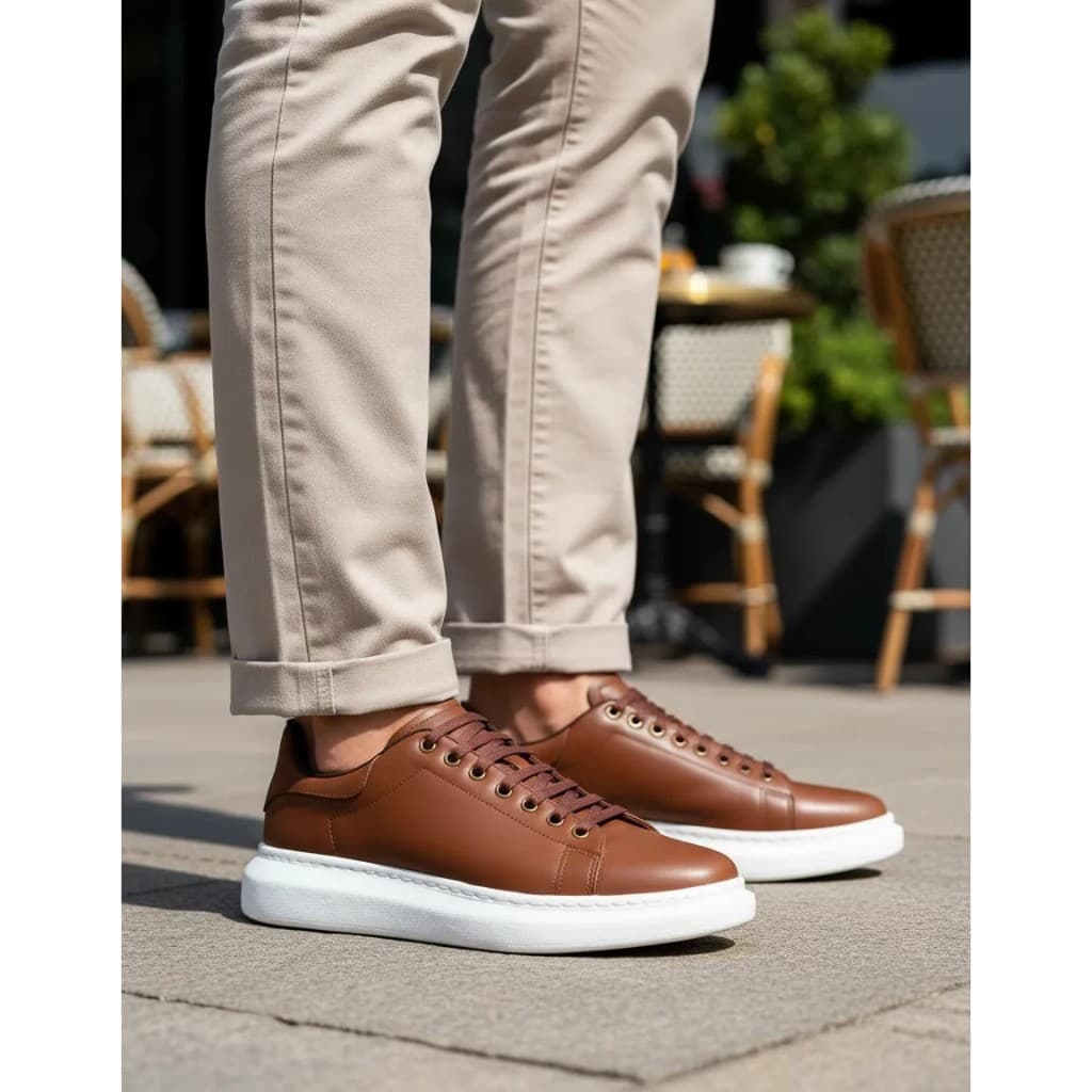 Sapato Eleva Altura 5cm Em Couro Legítimo Elegante Solado Alto