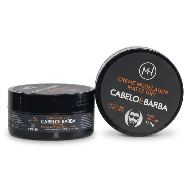 Pomada Matte Dry Cabelo e Barba Masculina 150g Alta Fixação Efeito Seco Modelador Profissional