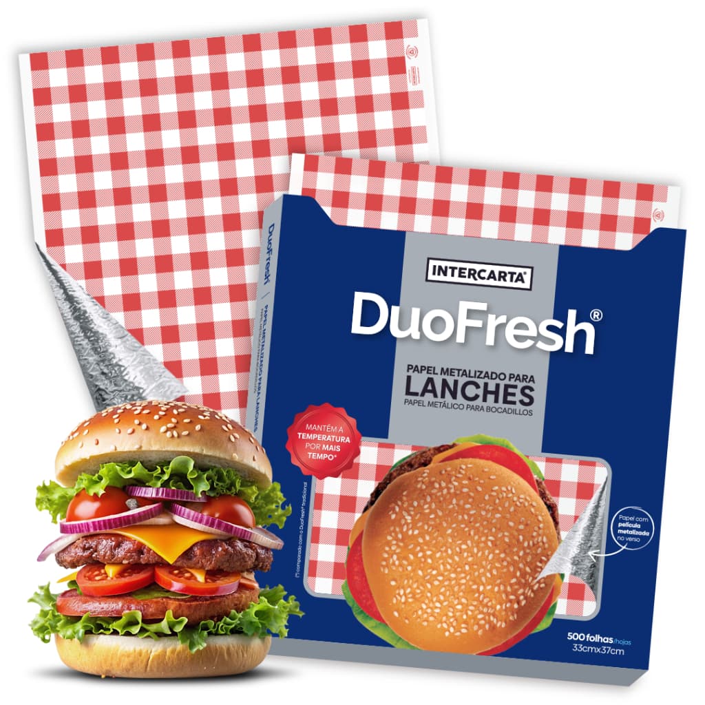 Papel Acoplado Térmico Para Lanche Duofresh 33x37cm 1000 Un - Vermelho Xadrez