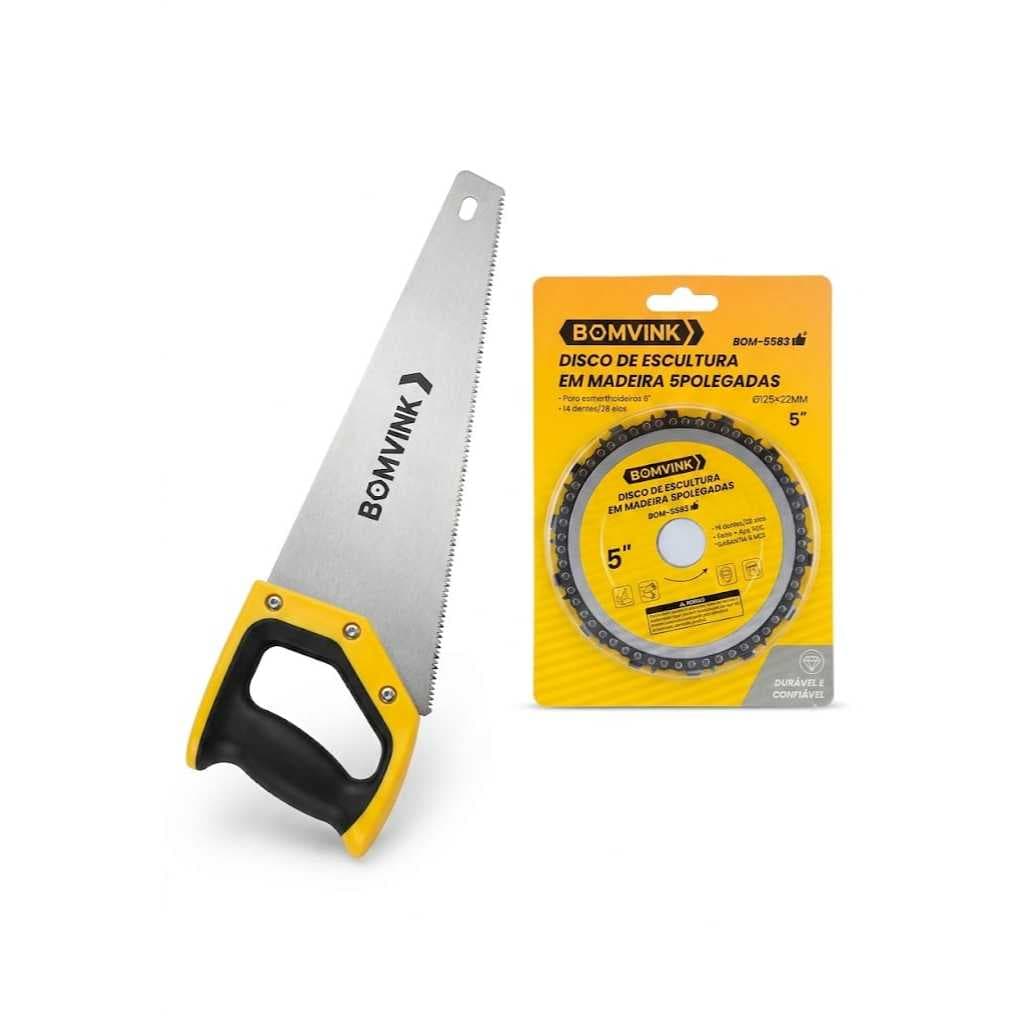 Kit Serrote Madeira Dura Grossa + Disco Corrente Motoserra carpinteiro profissional obras