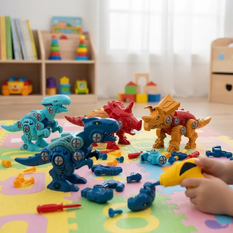 Brinquedo De Montar Oficina Dinossauros 4x1 Com Parafusadeira Elétrica Infantil Kit Inmetro MSP KIDS