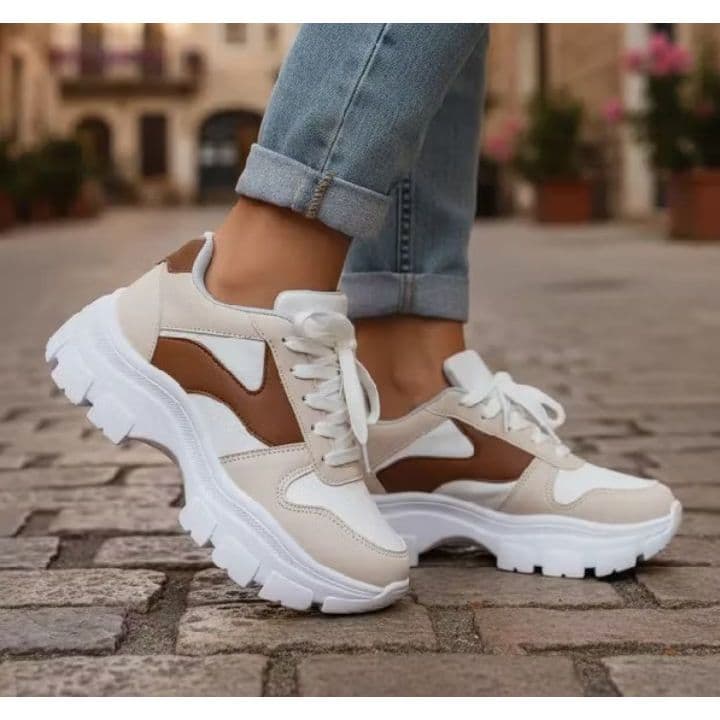 Tênis Plataforma Feminino Chunky Casual Solado Tratorado Confortável