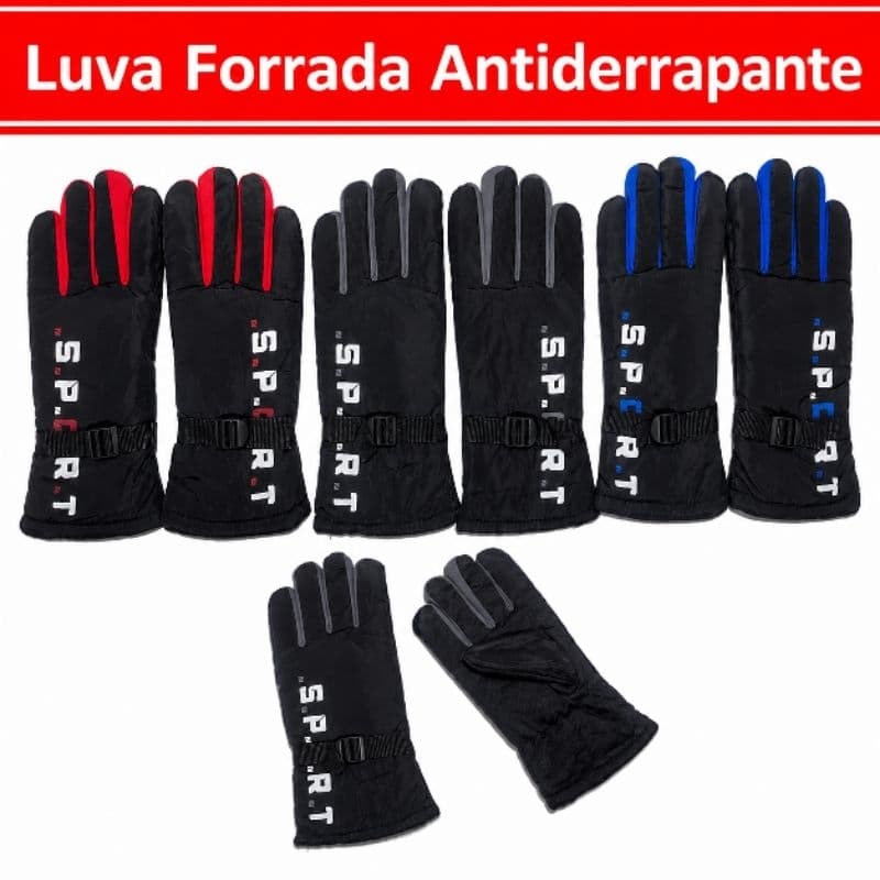 Luva Moto Corta Vento Motoqueiro Forrada Antiderrapante Inverno Frio Motociclista Motoboy Cano Longo