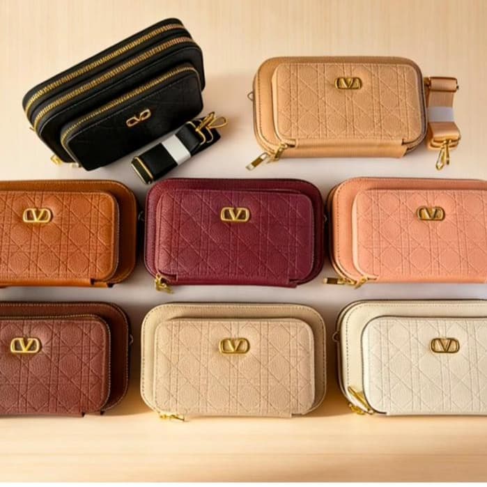 Bolsa Feminina Luxo Transversal/Tiracolo com Alça - Estilo e Elegância! 3 ziper