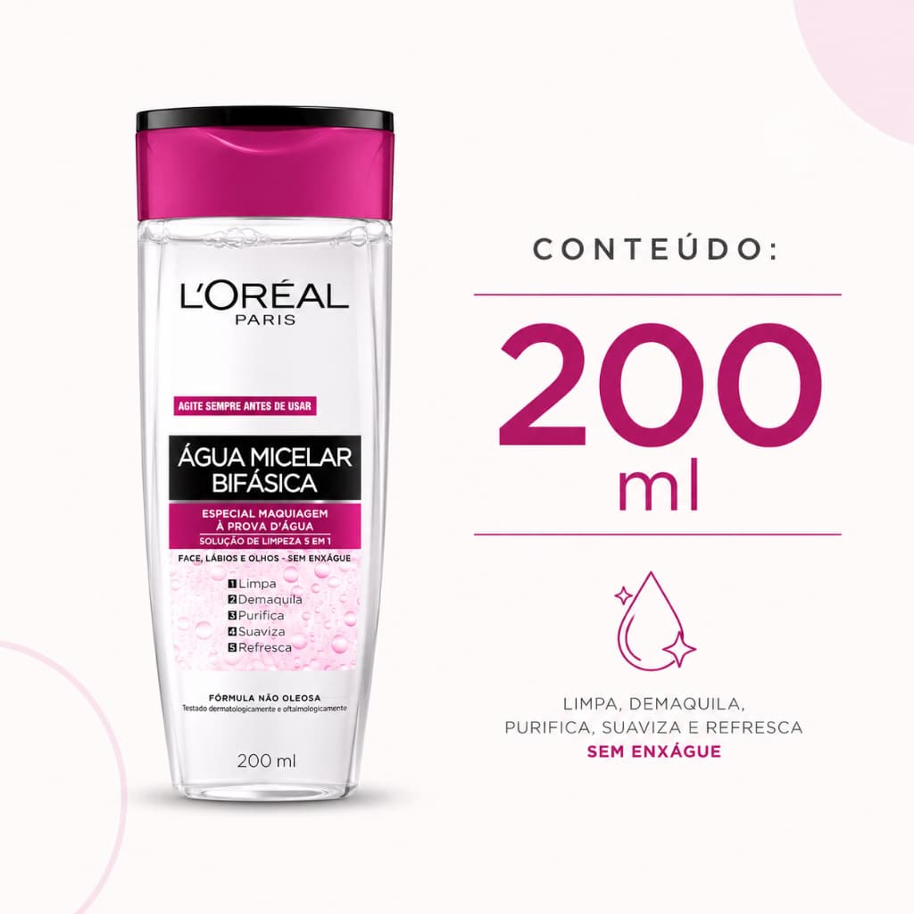 Água Micelar Bifásica L'Oréal Paris 200ml