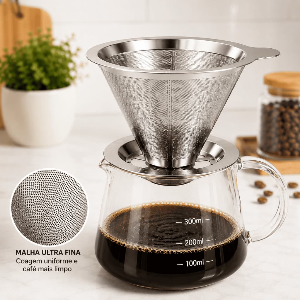 Coador De Café Inox 103 Com Filtro Permanente Reutilizável