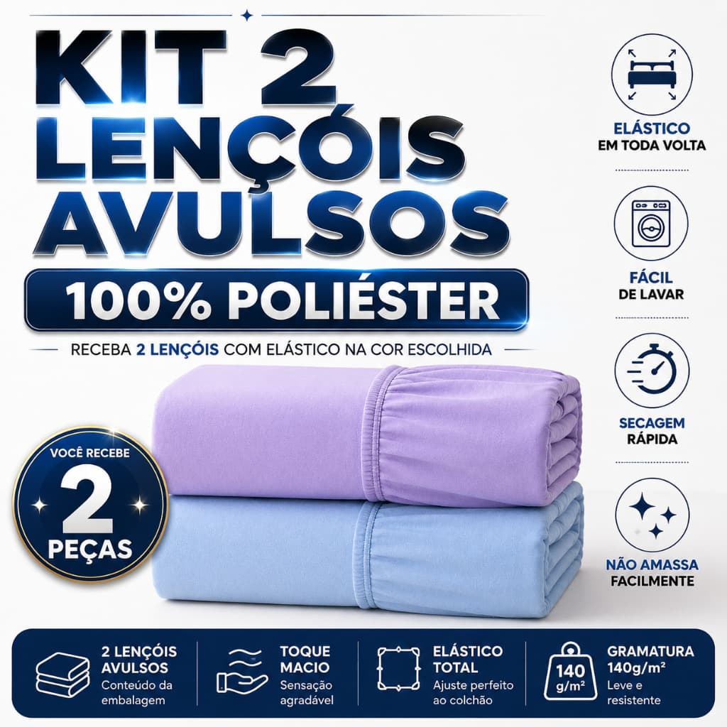 Kit 2 Lençois Avulso Casal Padrão Box Malha Premium