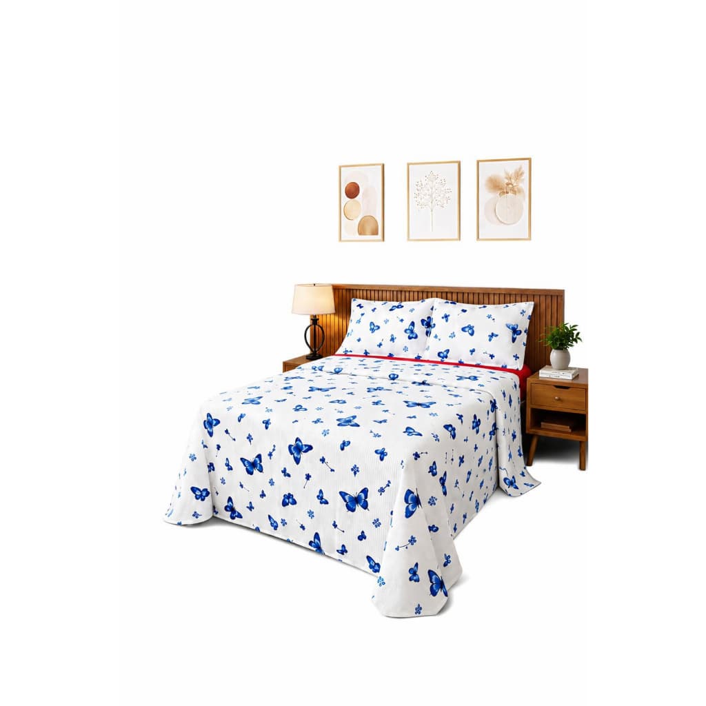 Colcha Cobre Leito Casal Queen 3 Peças Estampado Piquet Cores Modernas e Lindas