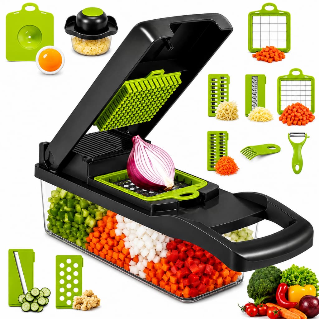 Fatiador Profissional Multifuncional De Aço Inoxidável 16 Em 1 Para Vegetais/Frutas/Legumes