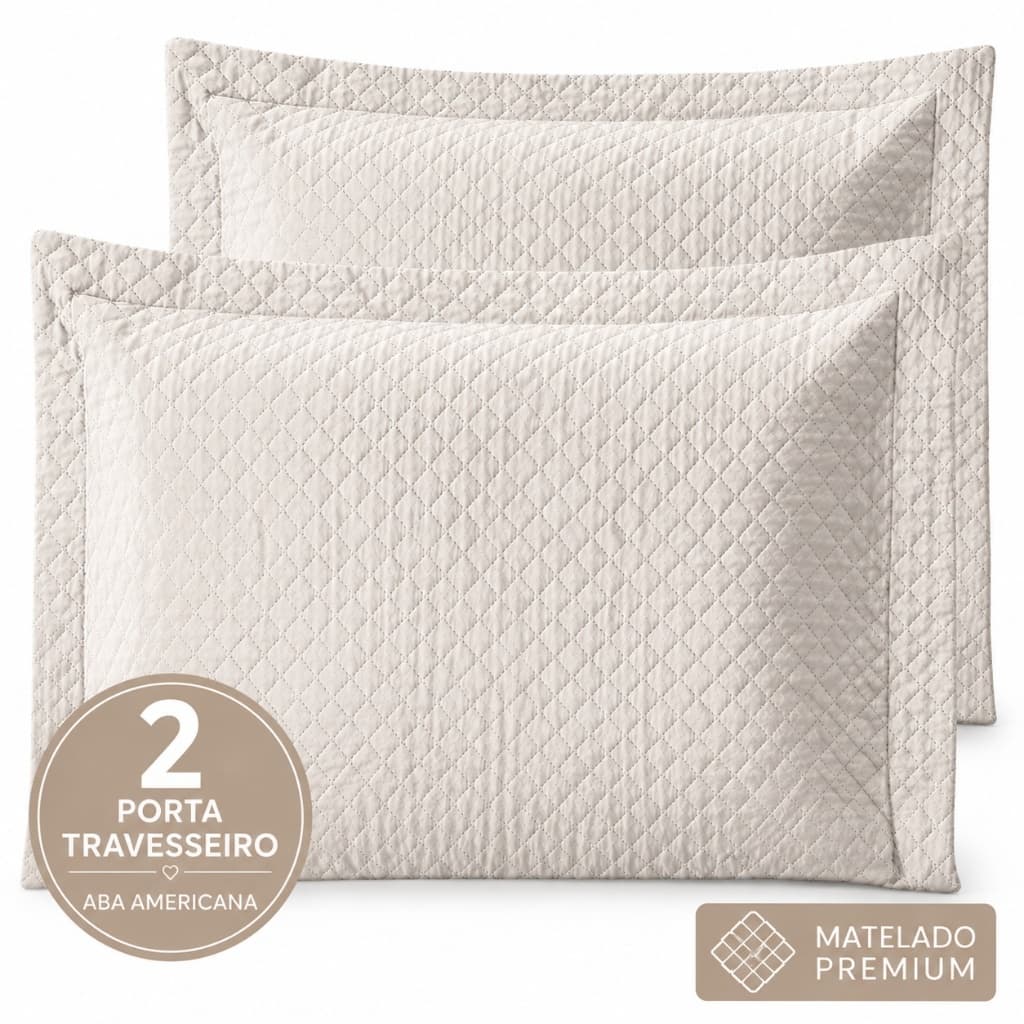 Kit 2 Porta Travesseiro Matelado Capa Elegante Fronha com Aba Americana Decoração Quarto Casal