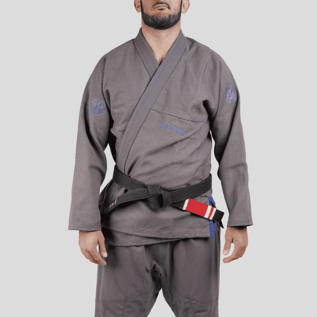 Kimono Jiu Jitsu Trançado Adulto Marra Origens - Cinza