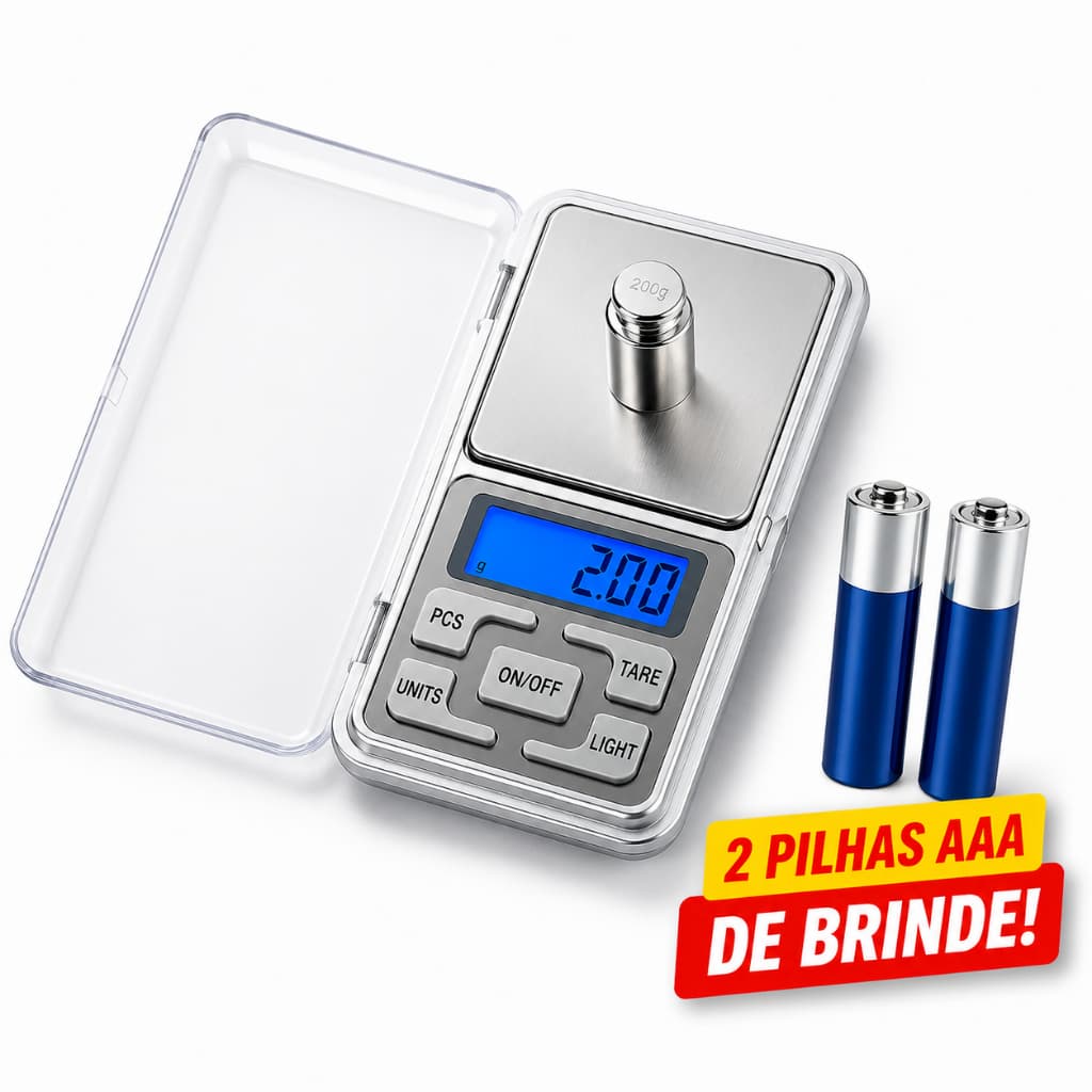 Mini Balança Digital de Bolso Portátil Alta Precisão 0,01g 500g Digital LCD + Pilhas AAA BRINDE