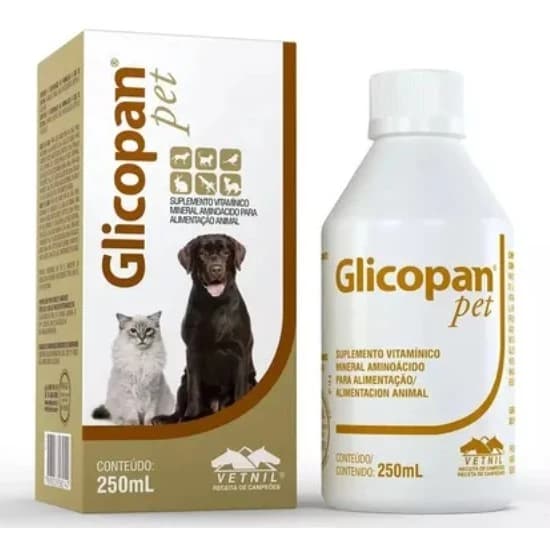 Glicopan Pet 250ML Vetnil - Suplemento Vitamínico e Aminoácidos - Vitamina Para Cães e Gatos