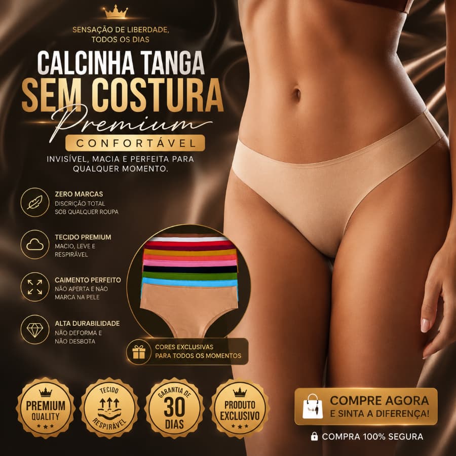 10 Calcinhas Sem Costura Tanga Cintura Média