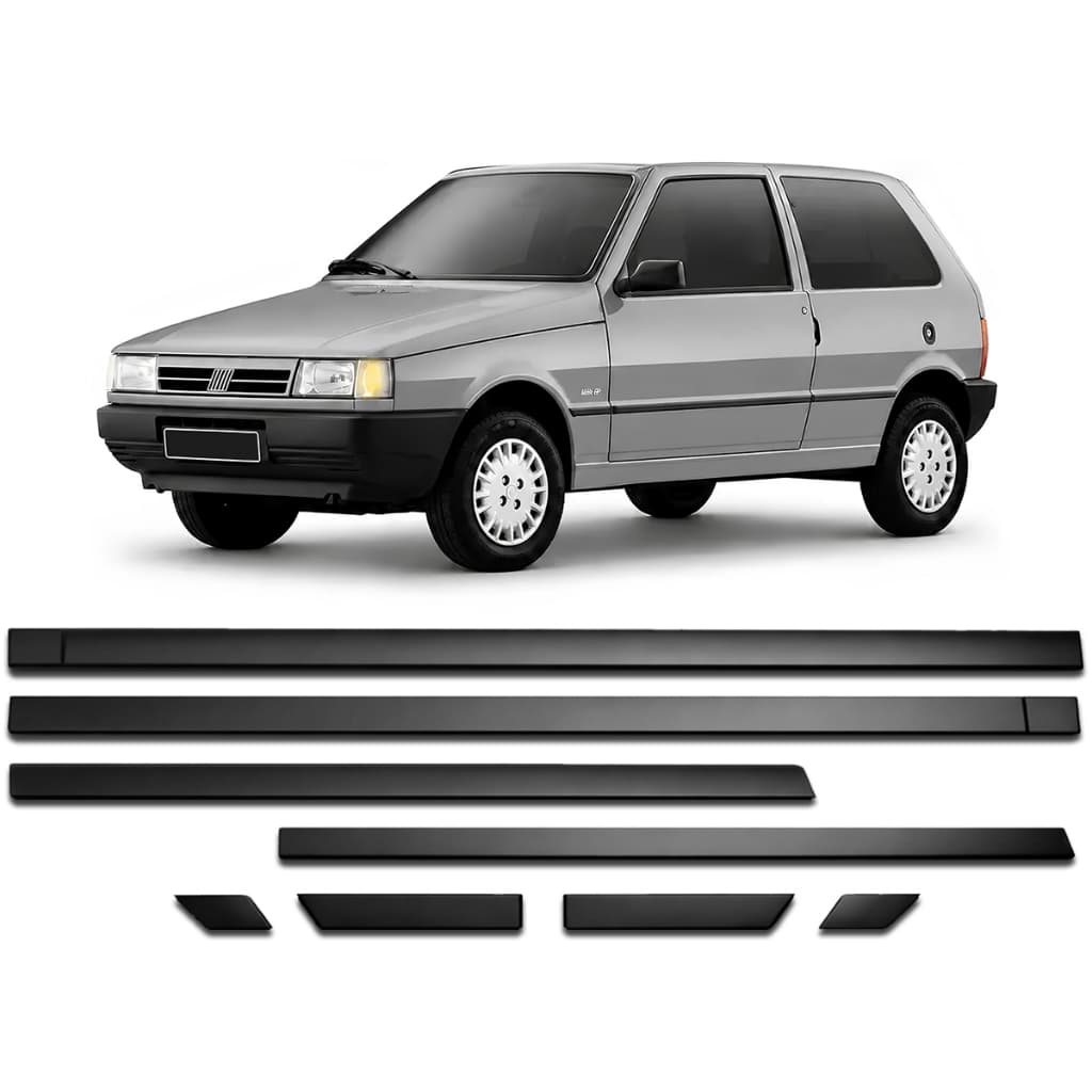 Jogo Friso Lateral Uno 95 a 2004 Quadrado 4 Portas Preto Modelo Fino