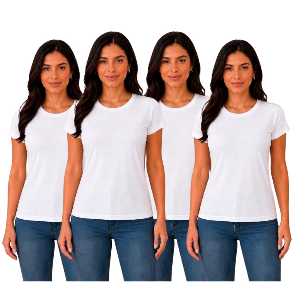 Kit 4 Blusas Femininas Viscolycra Macia Conforto Essencial Versátil Branca ou Preta
