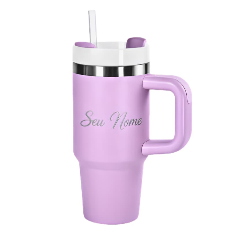 Mini Copo Térmico 420ml Isolado A Vácuo | Garrafa Inoxidável + Personalização a Laser - Nome - Logo - Time