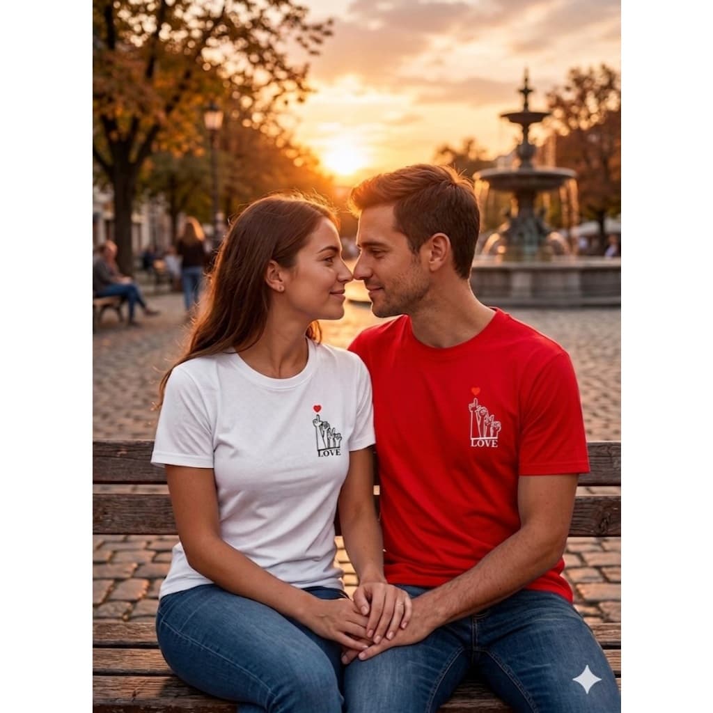 LOVE VERMELHO RED BRANCO WHITE CAMISETA T-SHIRT CAMISA BLUSA AMOR LIBRAS INCLUSÃO INVERNO VERÃO OUTONO PRIMAVERA CASAL