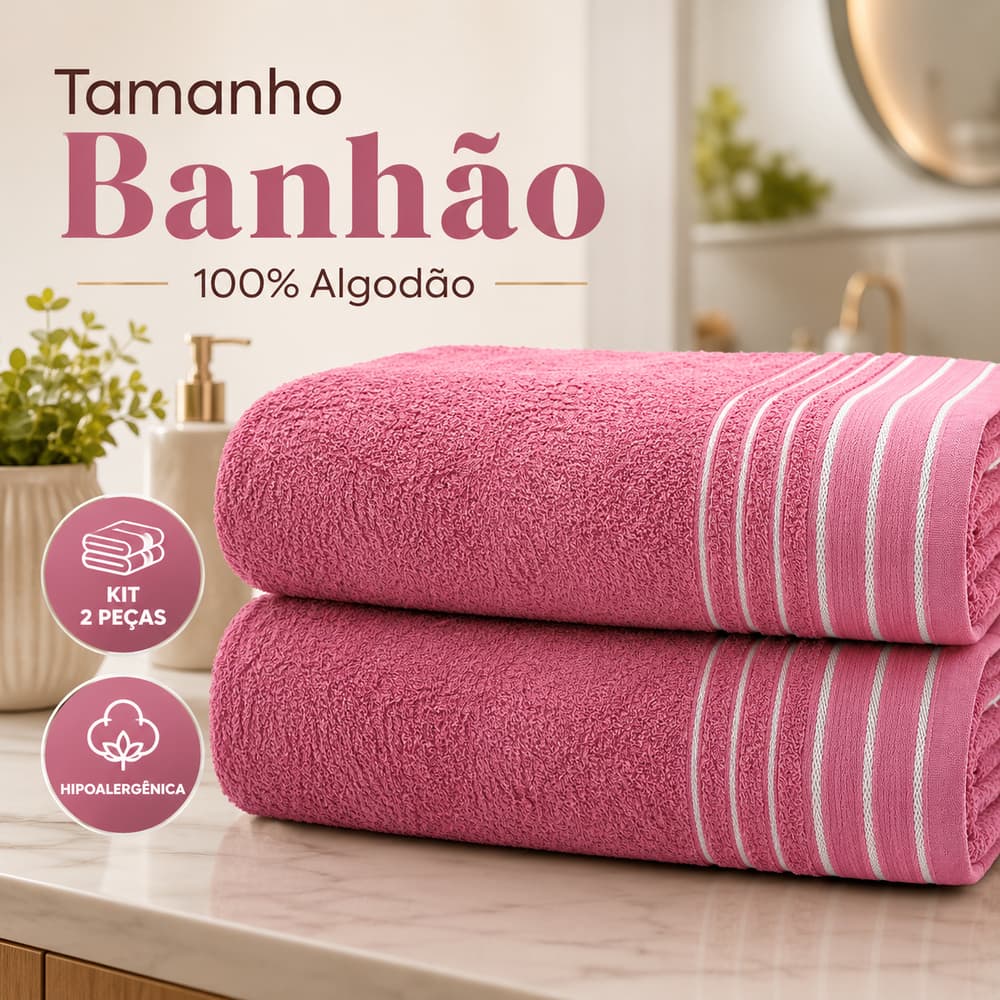 Kit 2 Toalhas Banhão 100% Algodão 150x77cm Macia Kalistra Banho Grande