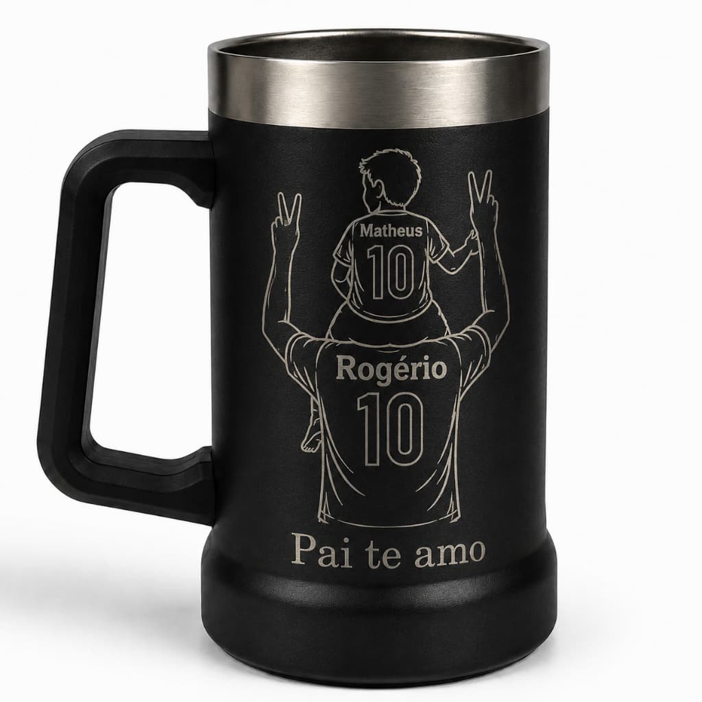 Caneca Térmica 720ml Personalizada Dia dos Pais com Nome do Pai e Filho | Presente Criativo