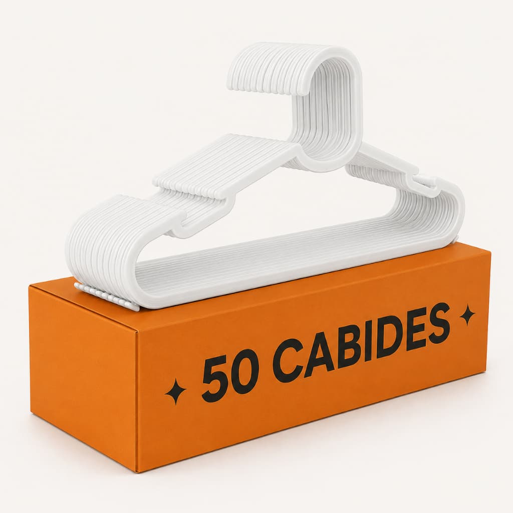 Cabide Adulto Branco Reforçado Resistente Kit 50 Unidades Para Roupas Guarda-Roupa Durável