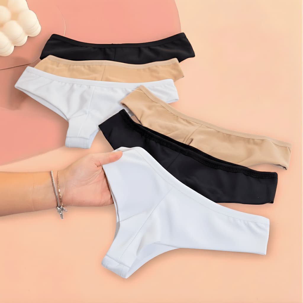 Kit Calcinha Fio Duplo Algodão Cotton Confortável Não Marca Cores Neutras