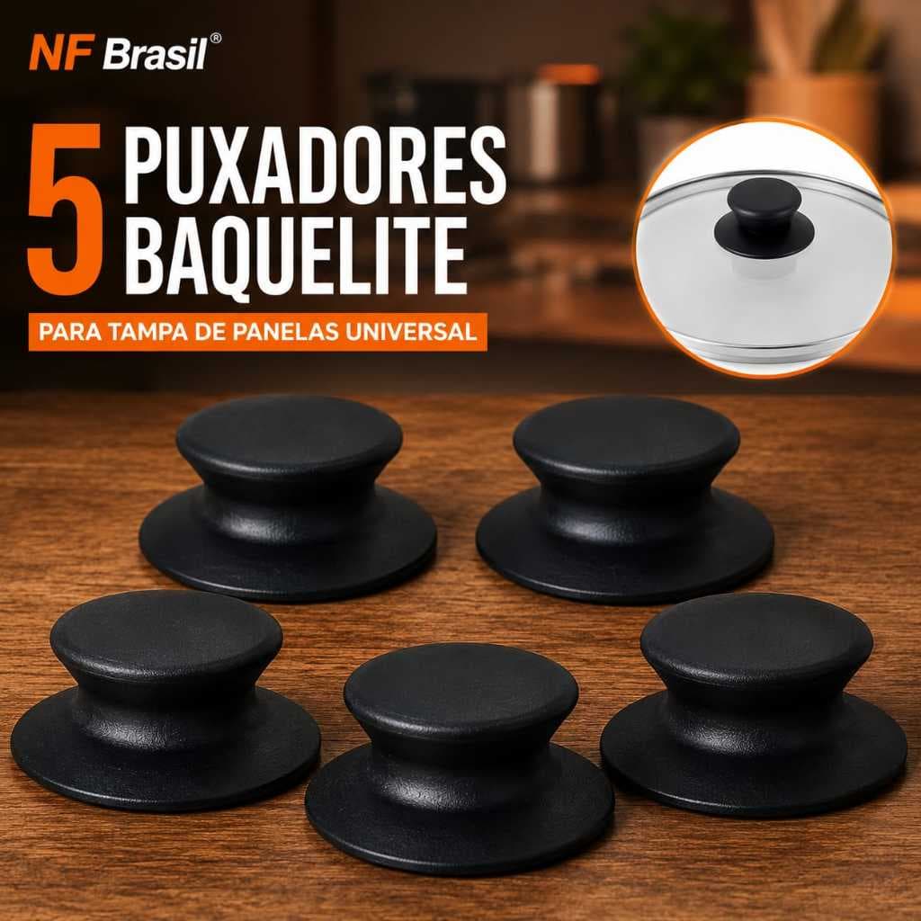 Pomel Puxador Pegador 5 Peças P/tampa De Panela E Frigideira