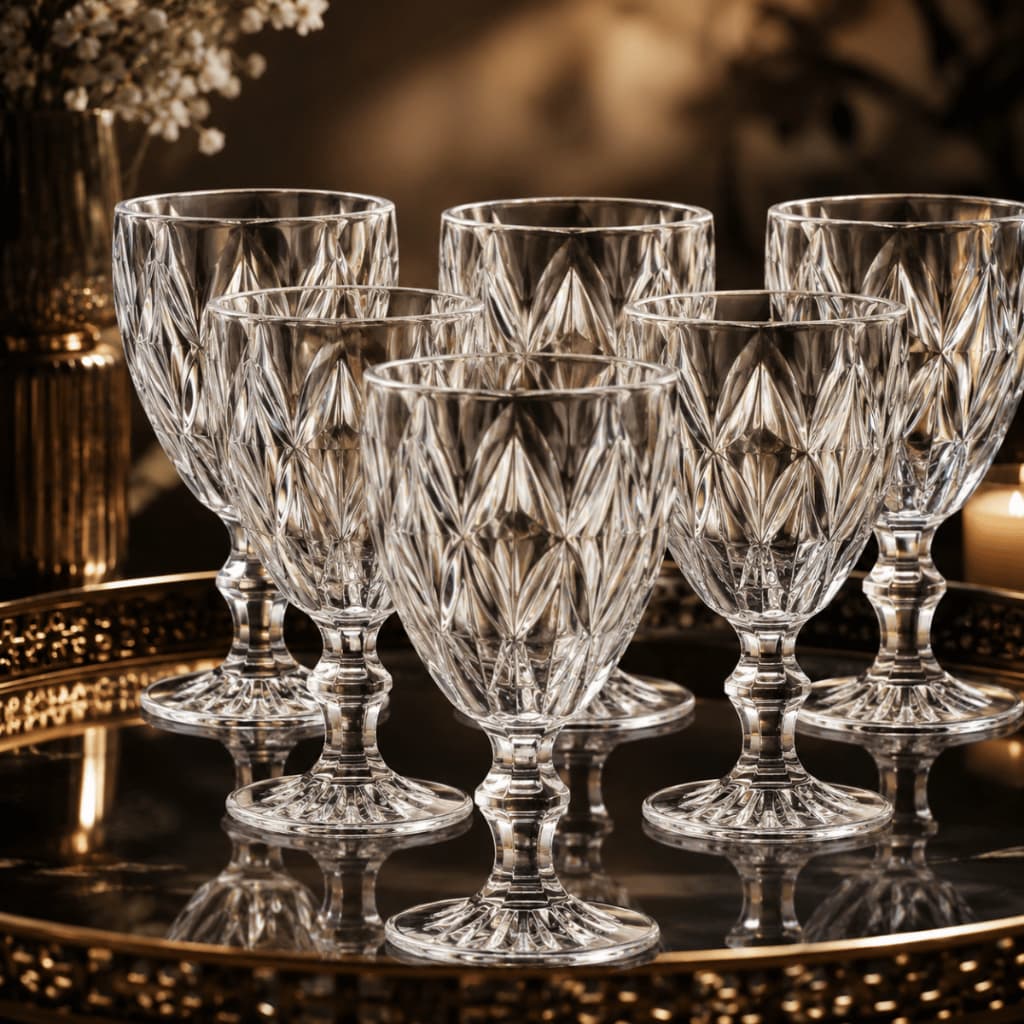 Kit 6 Taças de Vidro 340ml Estilo Diamante para Vinho e Bebidas Super Oferta Envio Full