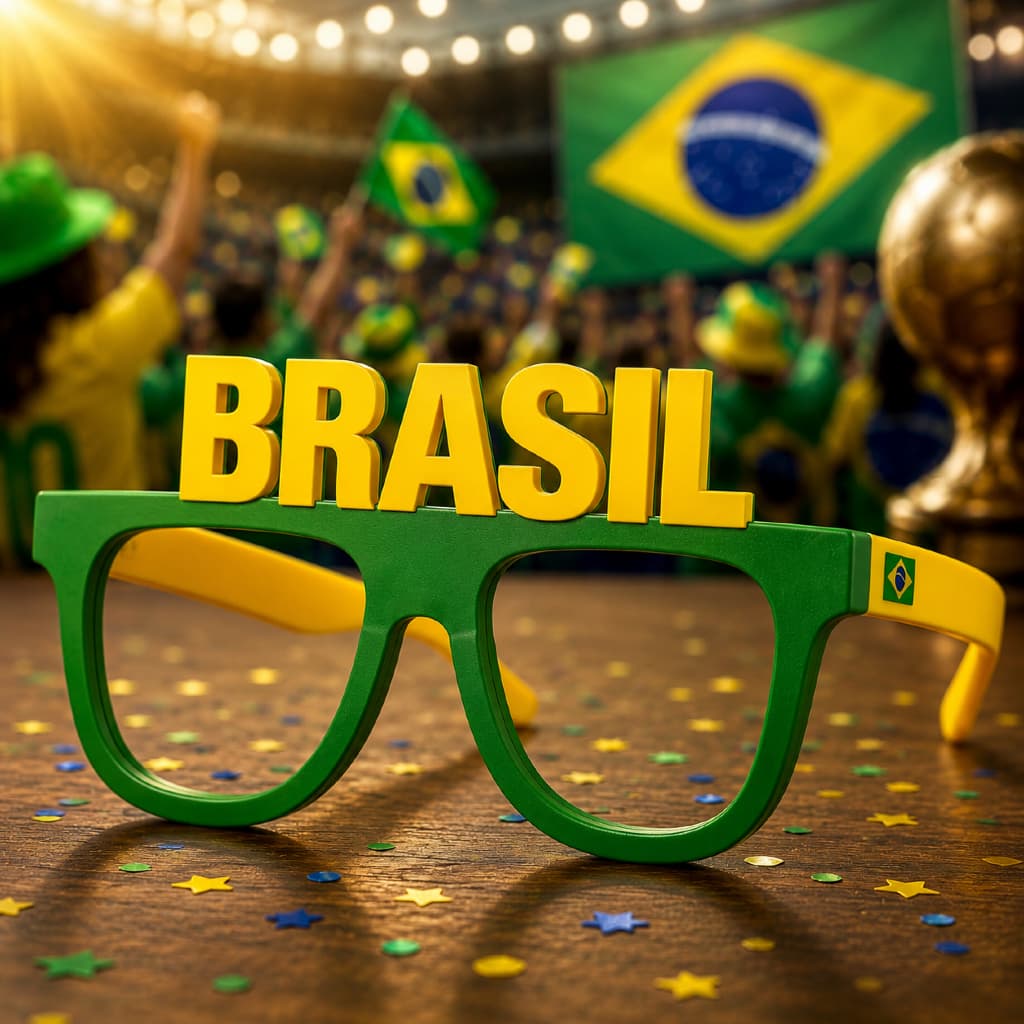 Óculos Brasil Torcida Verde e Amarelo | Acessório Festa, Carnaval, Copa do Mundo e Presente Criativo
