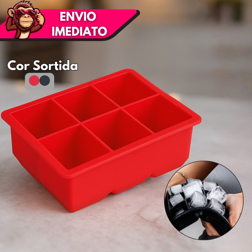 Formas Grandes de Gelo em Silicone 6 Cubos Whisky Drinks  Chocolate Gelatina - Atacado
