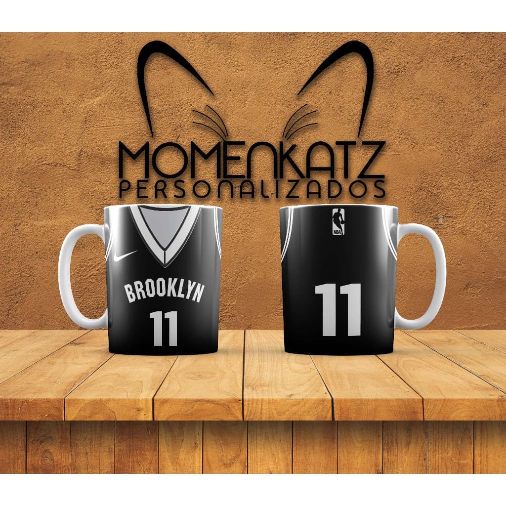Caneca Personalizada Brooklyn Nets de Porcelana 325ml | Estampa Sublimada | Presente Criativo Único