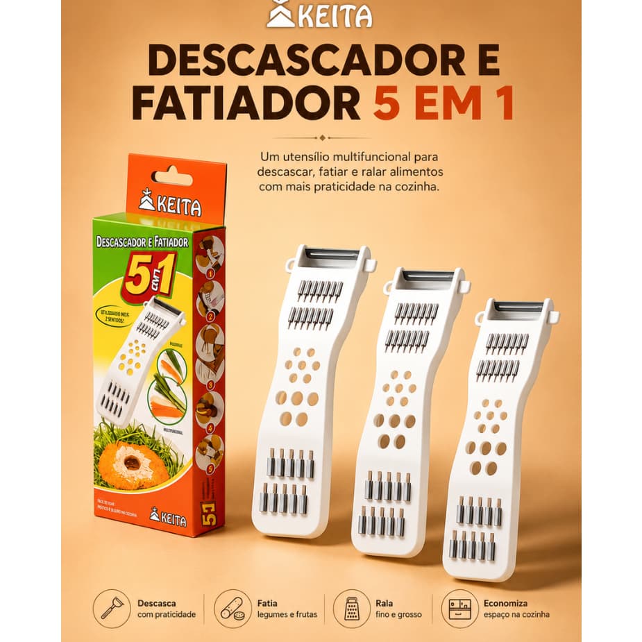 Descascador Fatiador 5 Em 1 Keita Legumes Alho