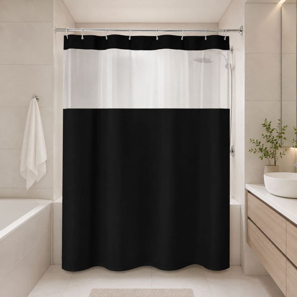 Cortina De Box Banheiro Com Visor Transparente Antimofo 100% Em PVC Resistente ou cortina em Vinil