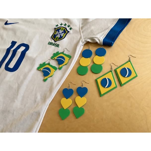 Brincos Copa do Mundo Brasil Torcida Acessório Diferenciado