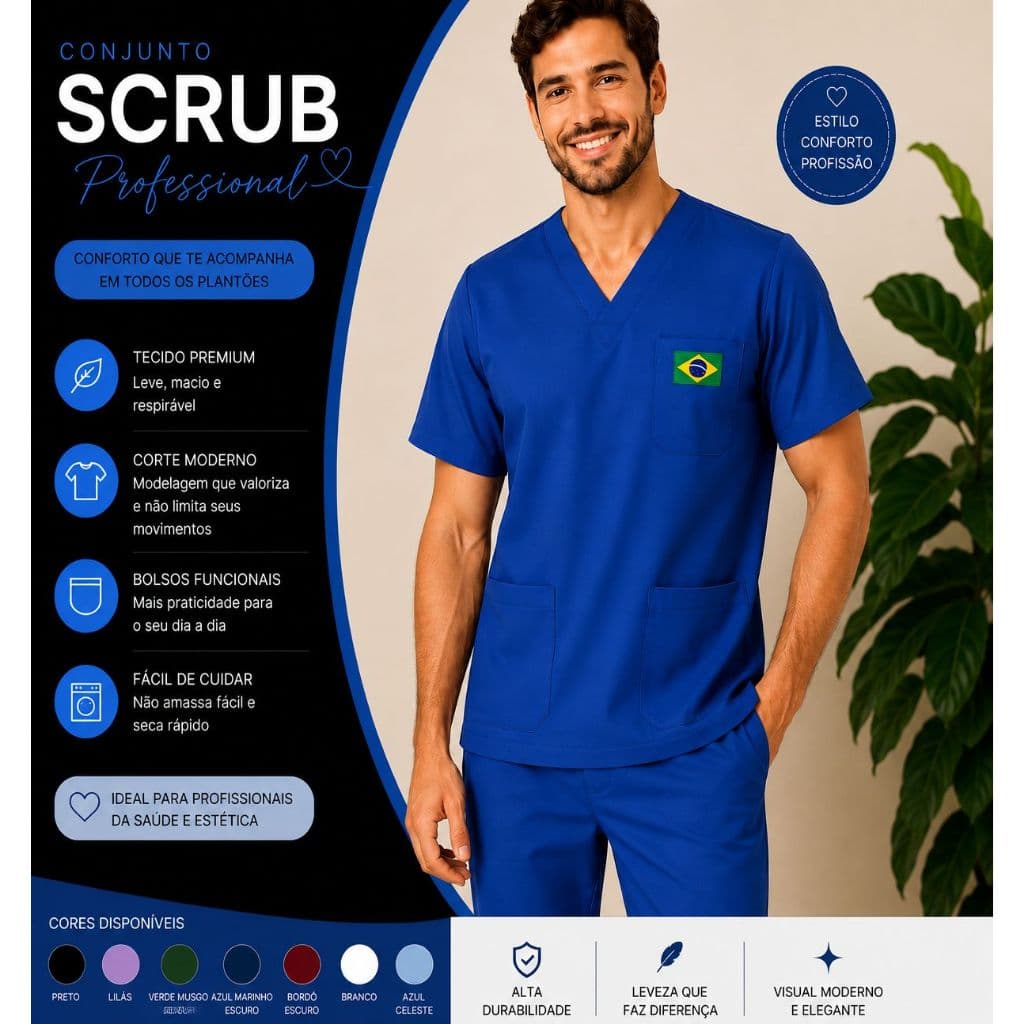 PIJAMA CIRÚRGICO CONJUNTO SCRUB BRASIL COPA DO MUNDO 2026