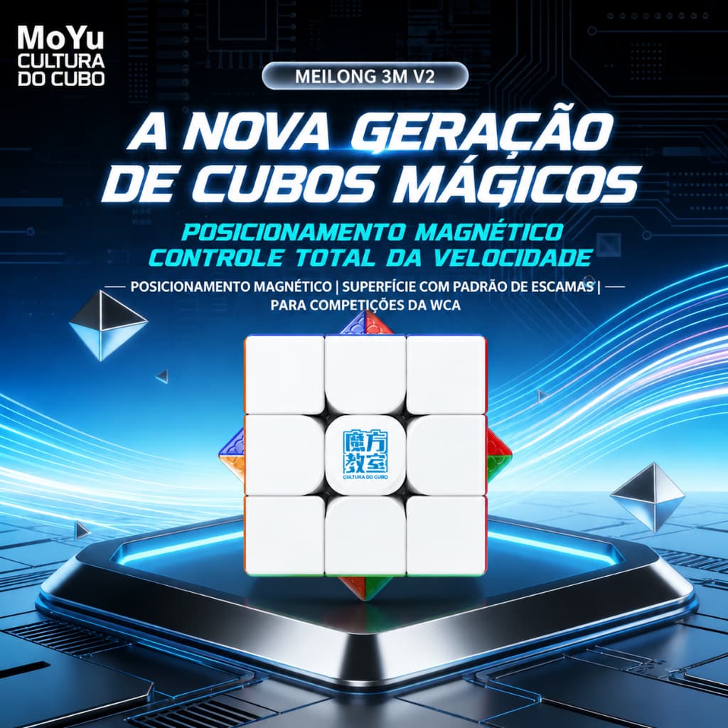 MoYu Cubo Mágico Meilong 3M V2 Magnético 56mm Giro Suave Ajuste de Tensão Speedcubing Iniciante Brinquedo Educativo