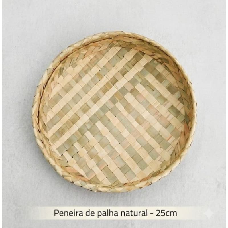 Peneira de palha FESTA JUNINA decorativa 25cm com borda de palha carnaúba Artesanal Boho Rústica Cozinha São João