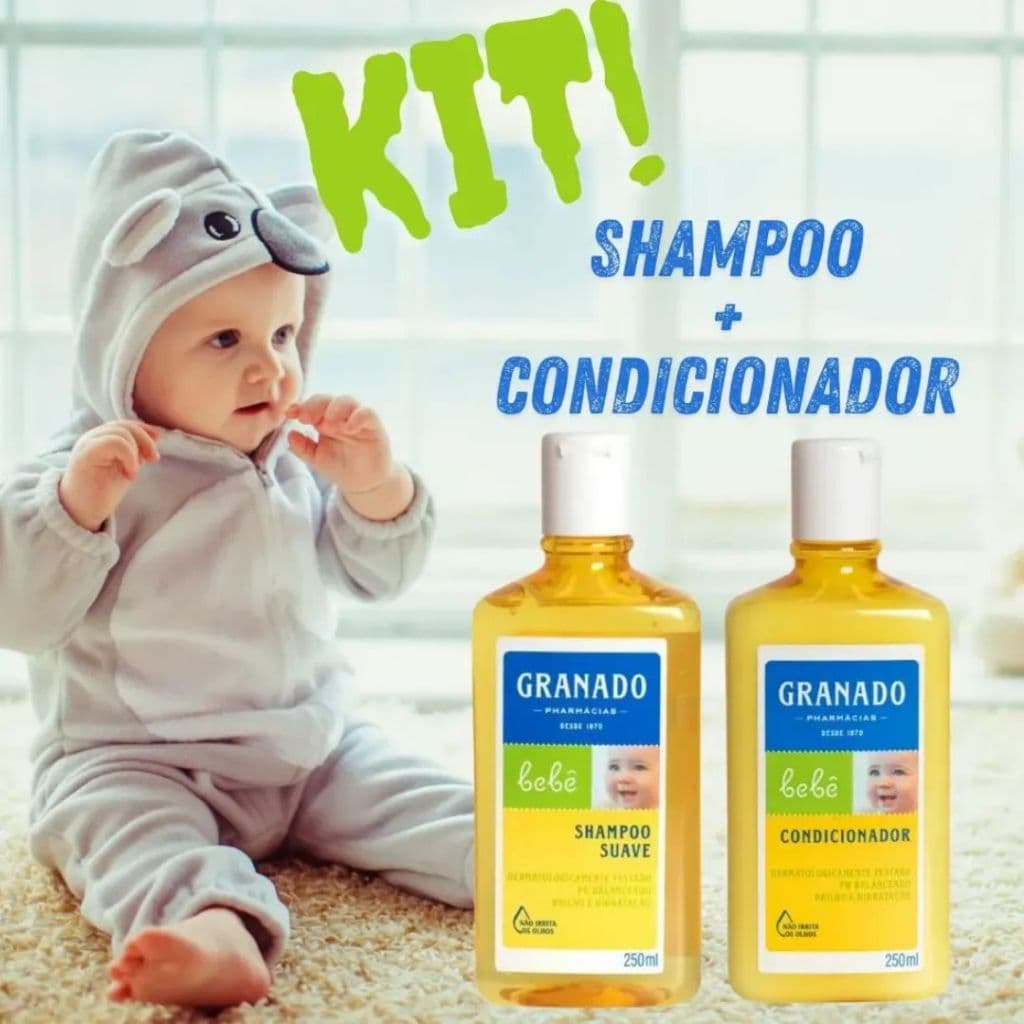 Shampoo e Condicionador Granado Bebê Tradicional - 250ml cada, sem parabenos e corantes