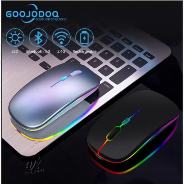 Mouse Sem Fio Recarregável com LED RGB: Conforto e Eficiência para seu Home Office | Envio Imediato