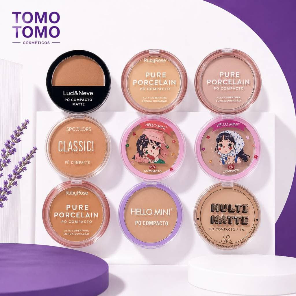 Pó Compacto Facial Matte Porcelana Hello Mini Ruby Dose