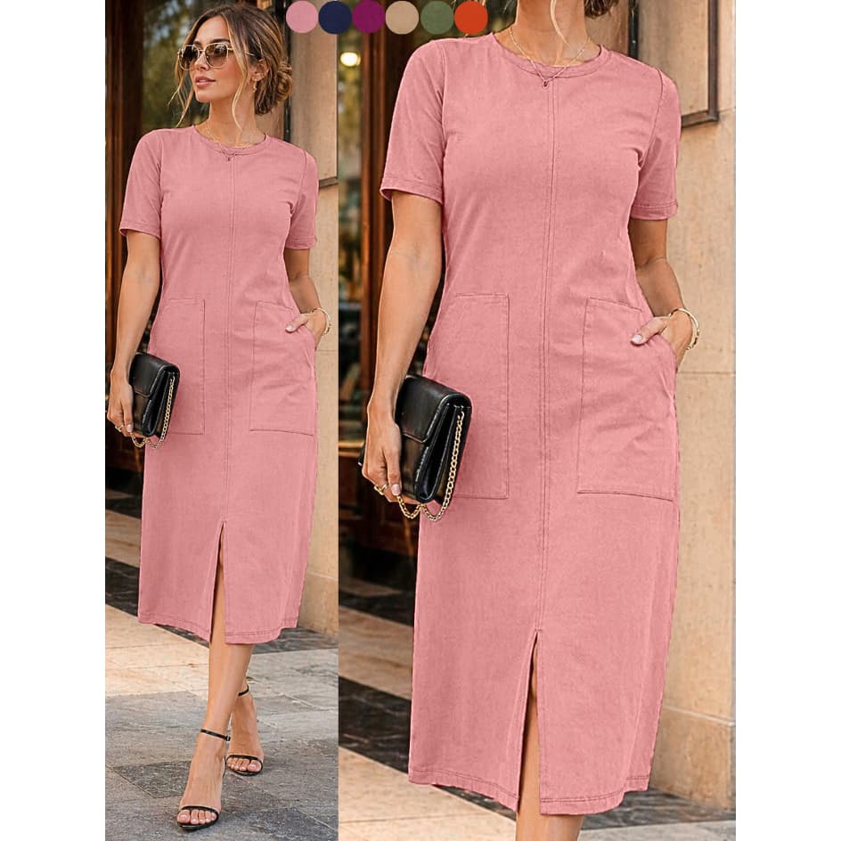 Vestidos feminino discreta com bolso vestidos femininas longo confortável roupa feminina moda verão grande leve luxo