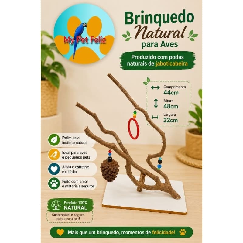 Playground para calopsita, brinquedo calopsita, brinquedo periquito, poleiro calopsita (galhos naturais)