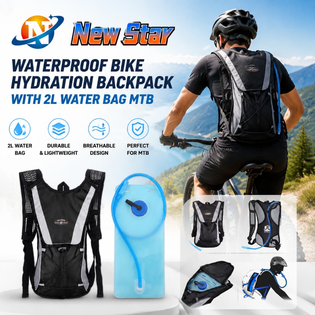 New Star Mochila Hidratação Bike Impermeavel Com Bolsa dAgua 2L Mtb