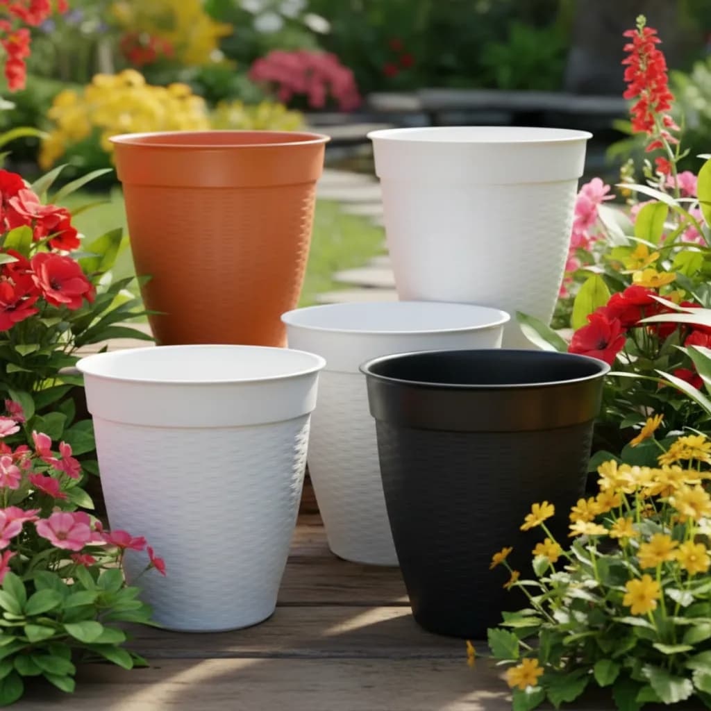 Vaso Redondo Rattan 30 Litros Resistente Para Decoração de Jardim Horta Planta Mudas