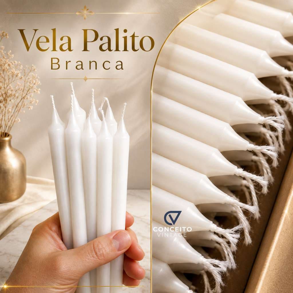 Caixa Vela Palito Branca Atacado Parafina 13,5 cm X 1,1 cm