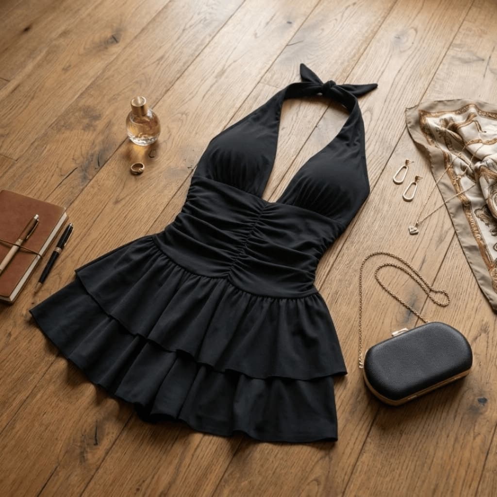 Vestido Feminino Frente Única Curto Babado Soltinho Rodado Balada Verão Praia Casual Chic
