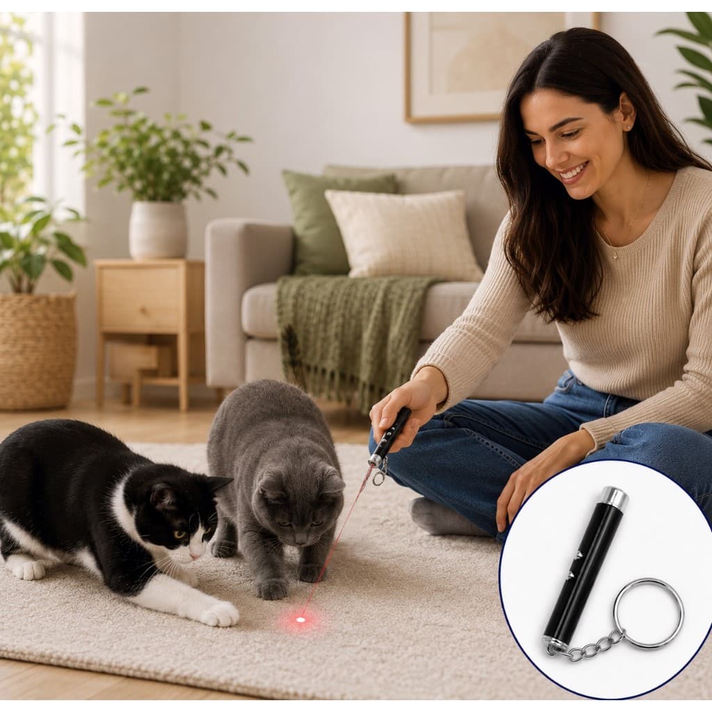 Brinquedo Laser para Gato - Ponteiro Vermelho LED Interativo Bateria