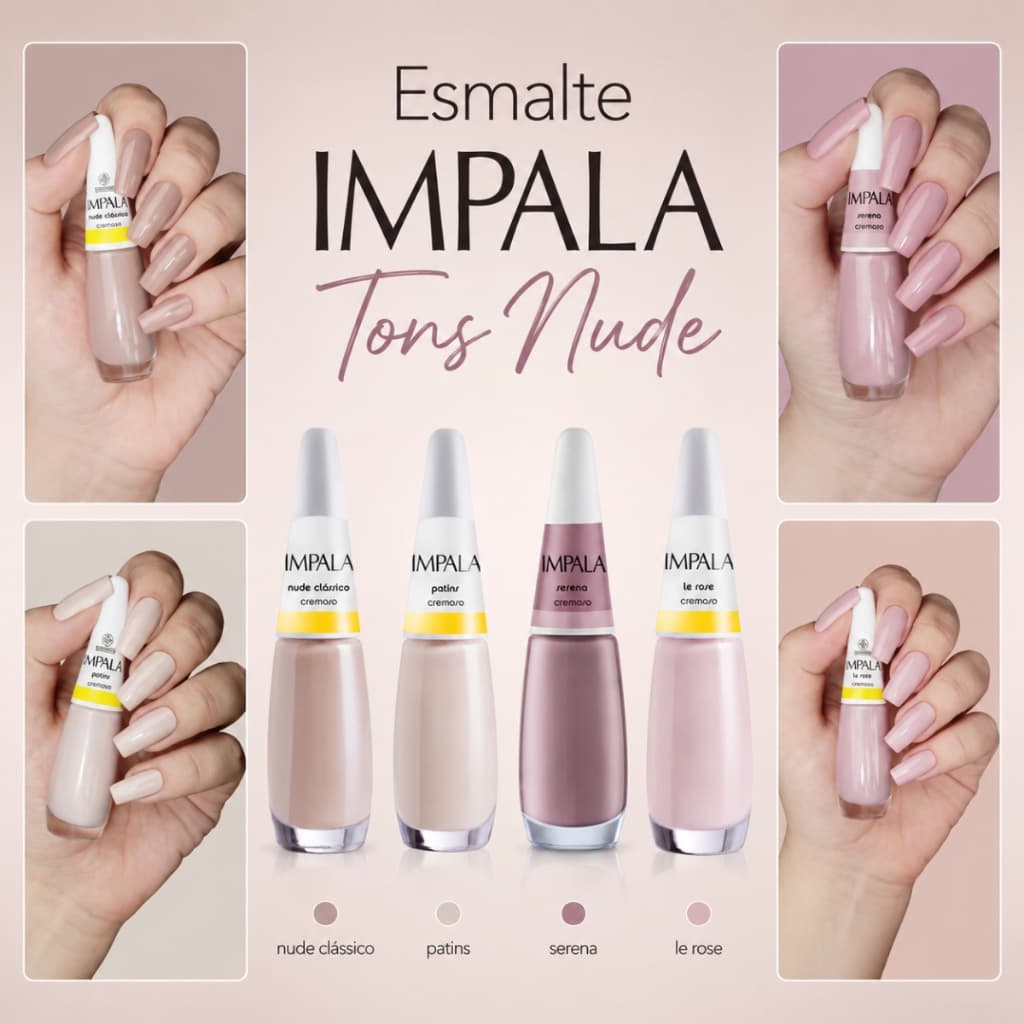 Kit Esmaltes Impala Tons Nude Rosa Classico Atacado Original