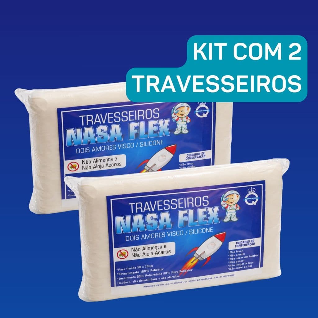Kit Com 2 Travesseiros Nasa Viscoelástico Espuma de Memória Ortopédico Conforto Premium 2 Lados
