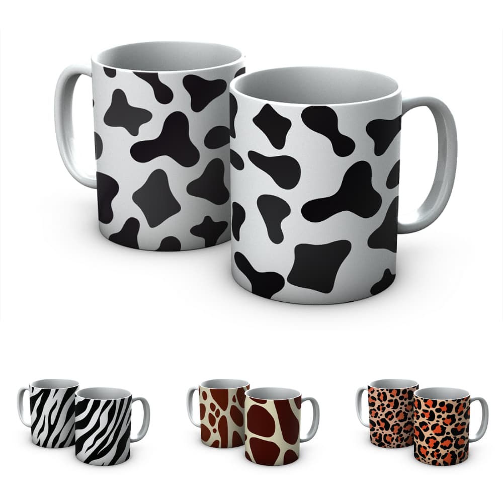 Caneca Animal Print animais Cerâmica Personalizada Xícara Presente vaca girafa zebra leopardo